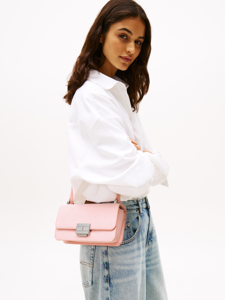 Pink Logo Plaque Flap Crossbody Bag  Women