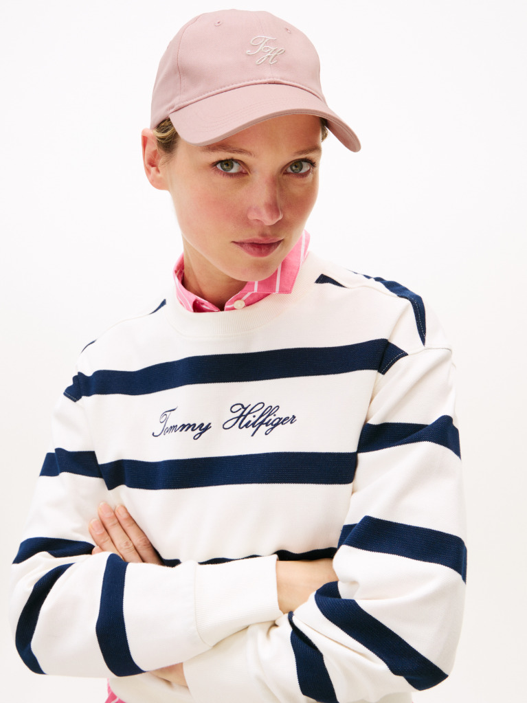 Pink TH Monogram Embroidery Baseball Cap  Women