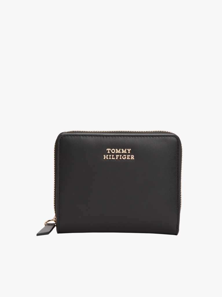 Black Logo Leather Zip-Around Wallet  Women