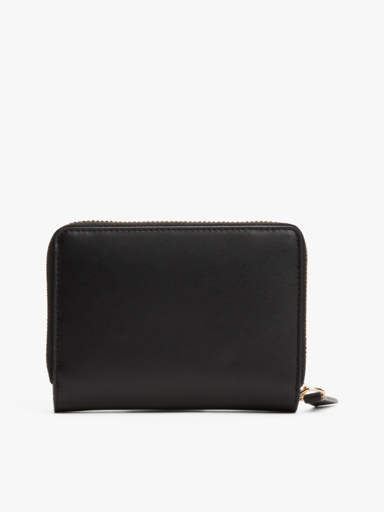Black Logo Leather Zip-Around Wallet  Women