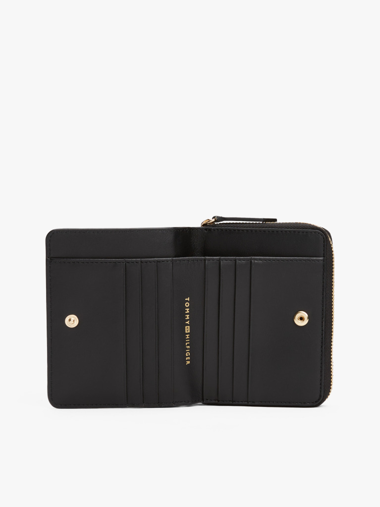 Black Logo Leather Zip-Around Wallet  Women