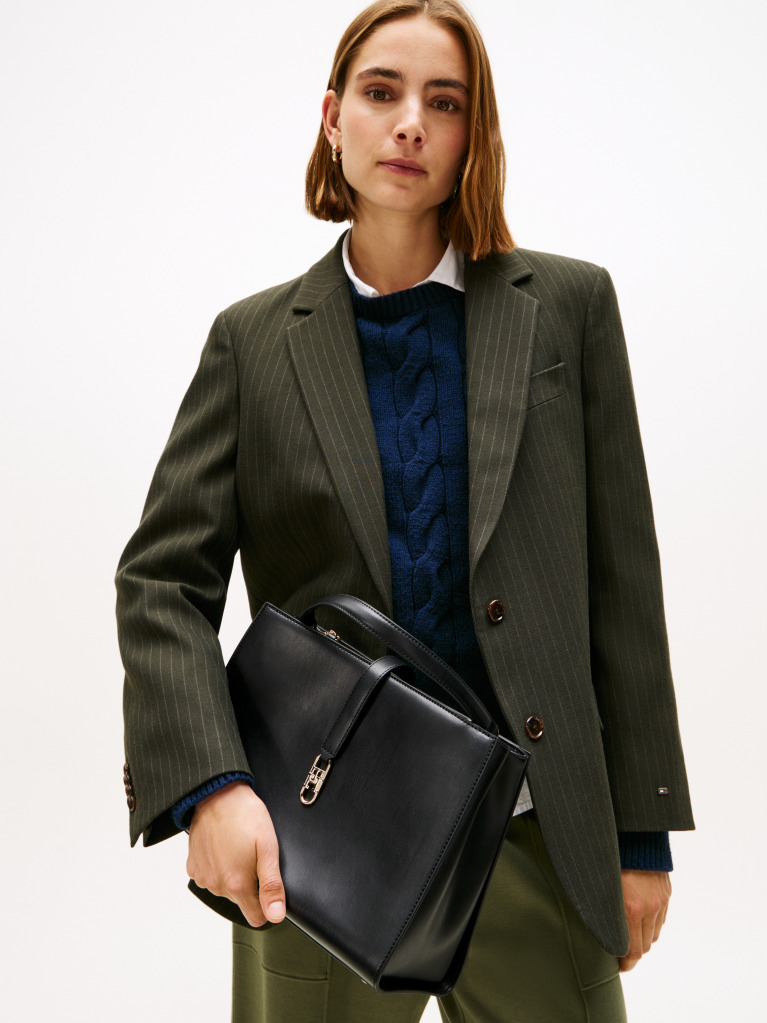 Black TH Monogram Crossbody Satchel  Women
