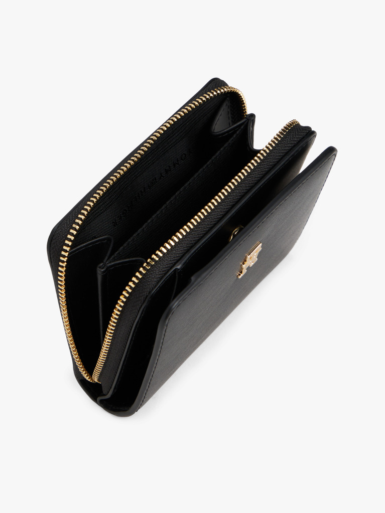 Μαύρο TH Monogram Πορτοφόλι Με Κλείσιμο Flap Και Φερμουάρ  Γυναίκες