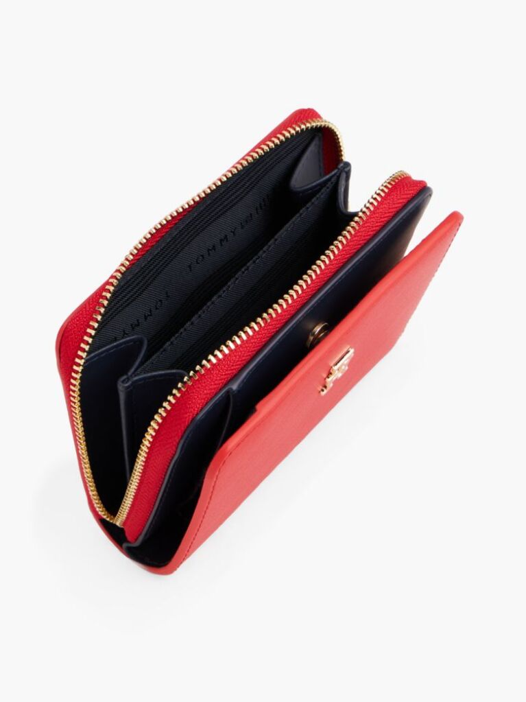 Red TH Monogram Zip-Around Flap Wallet  Women
