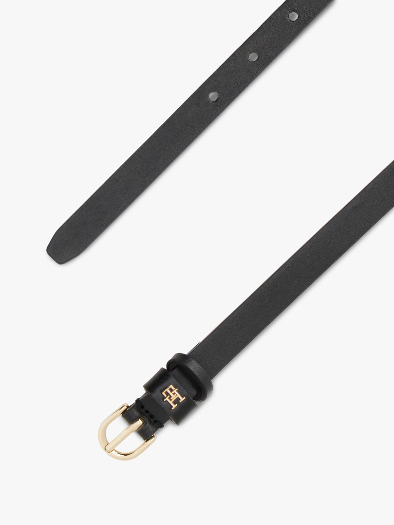 Μαύρο Essential TH Monogram Δερμάτινη Ζώνη  Γυναίκες