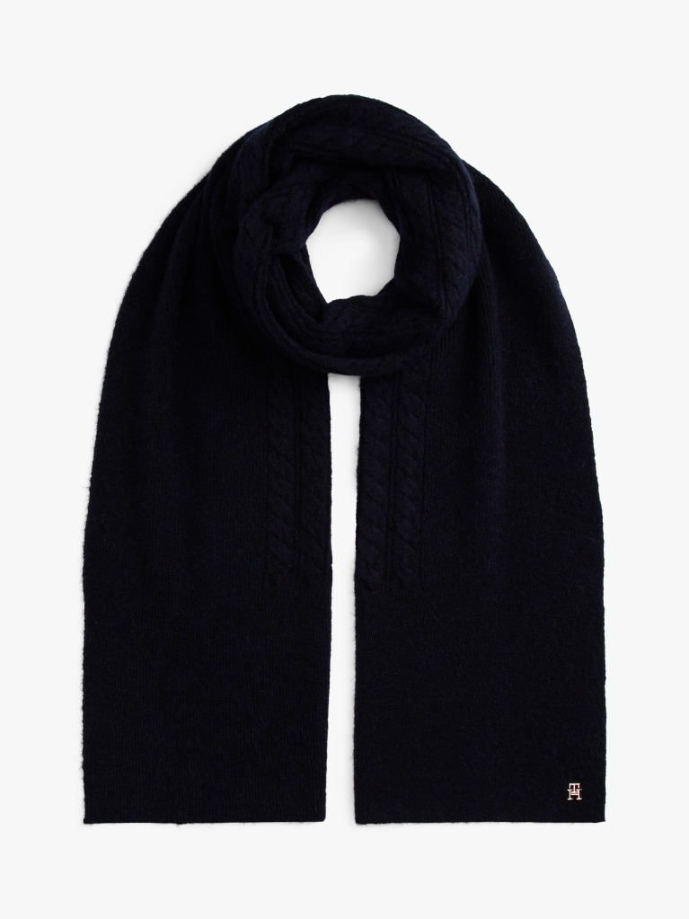 Blue Chic Cable Knit Fluffy Scarf  Women