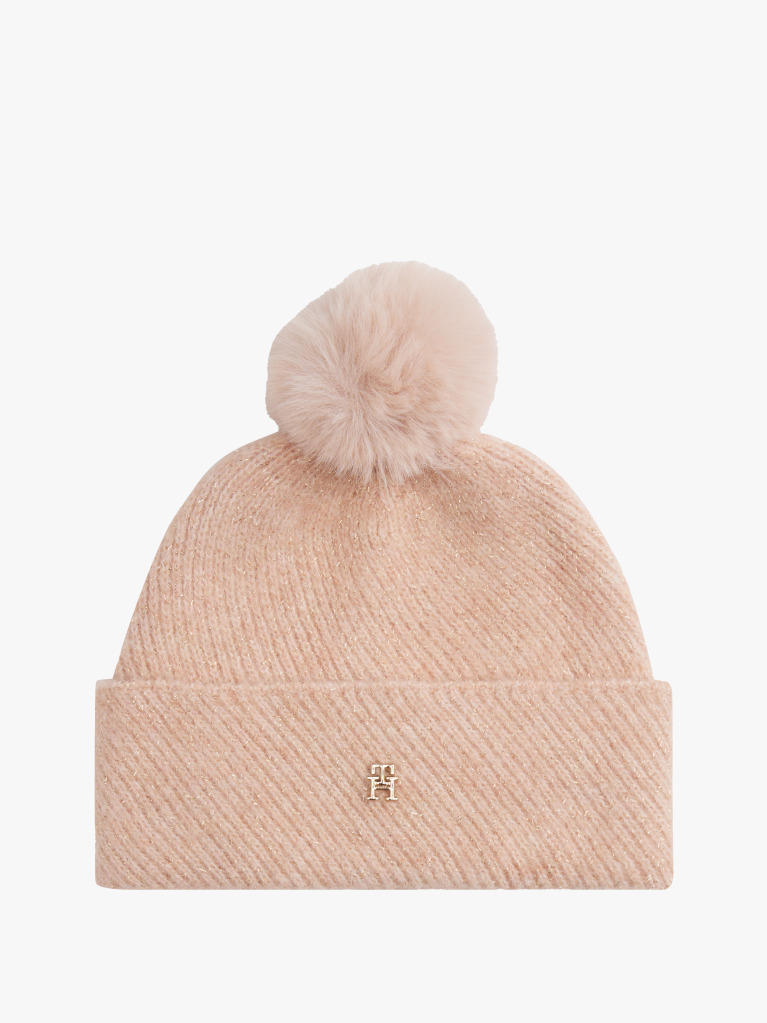 Pink Chic Metallic Pom Pom Beanie  Women