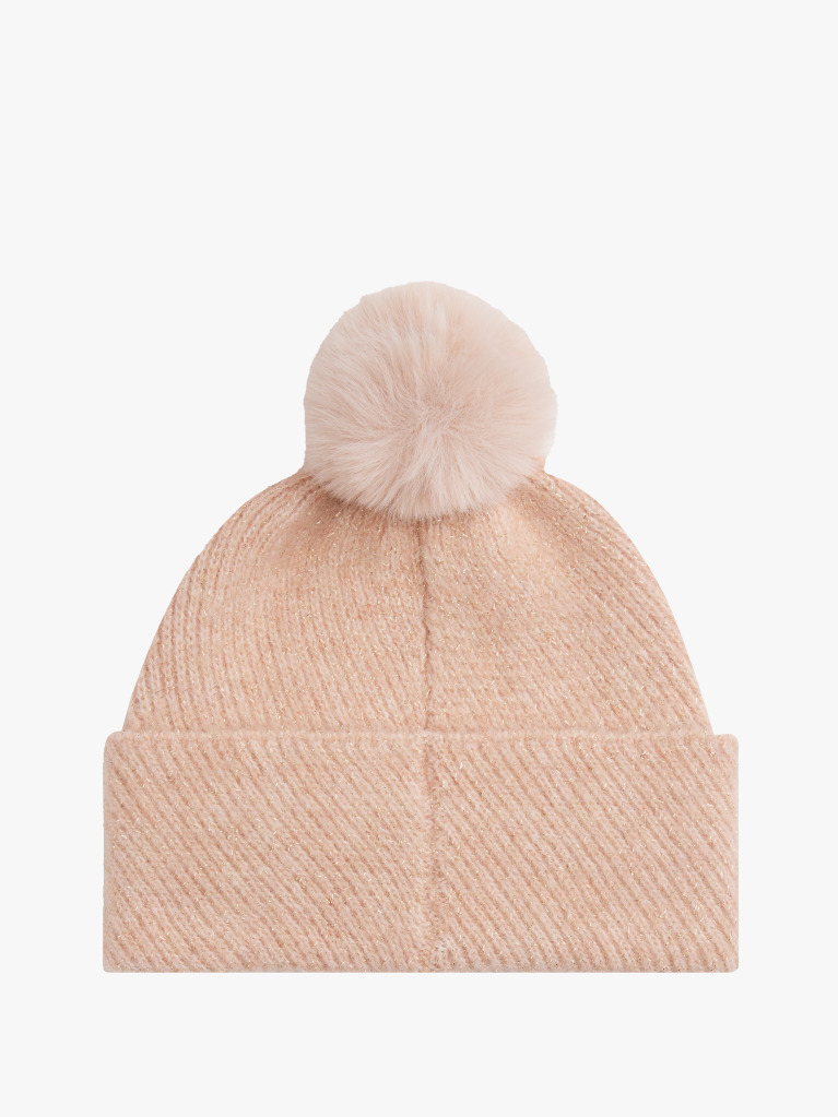 Pink Chic Metallic Pom Pom Beanie  Women
