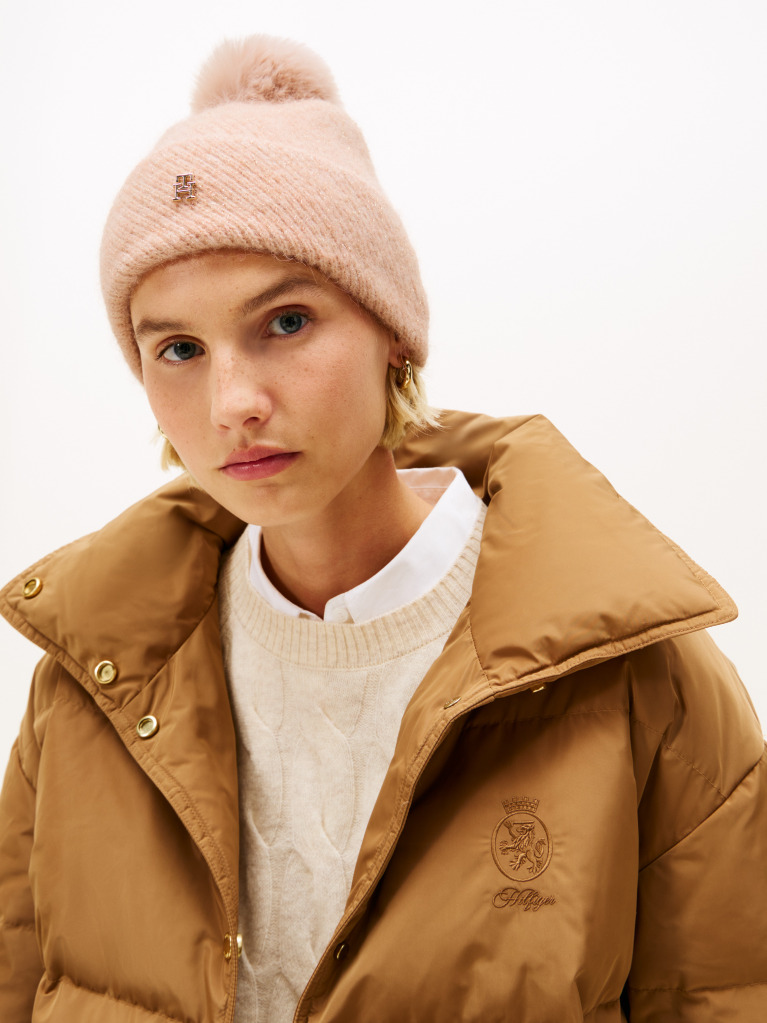 Pink Chic Metallic Pom Pom Beanie  Women