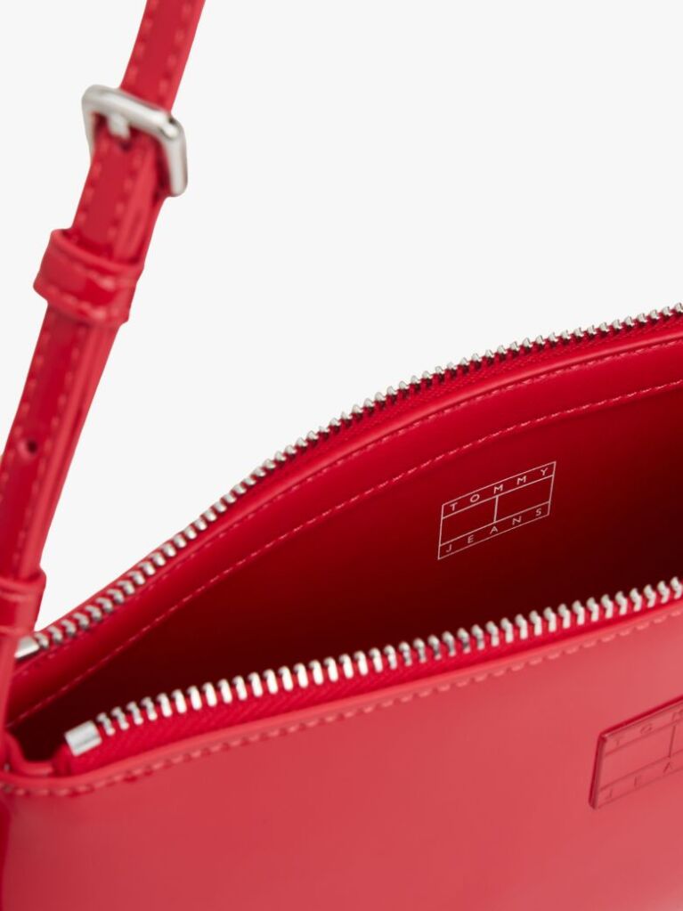 Red Shiny Logo Plaque Shoulder Bag  Women