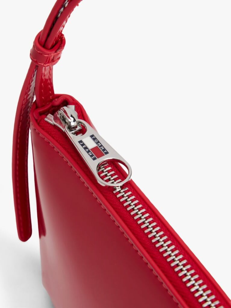 Red Shiny Logo Plaque Shoulder Bag  Women