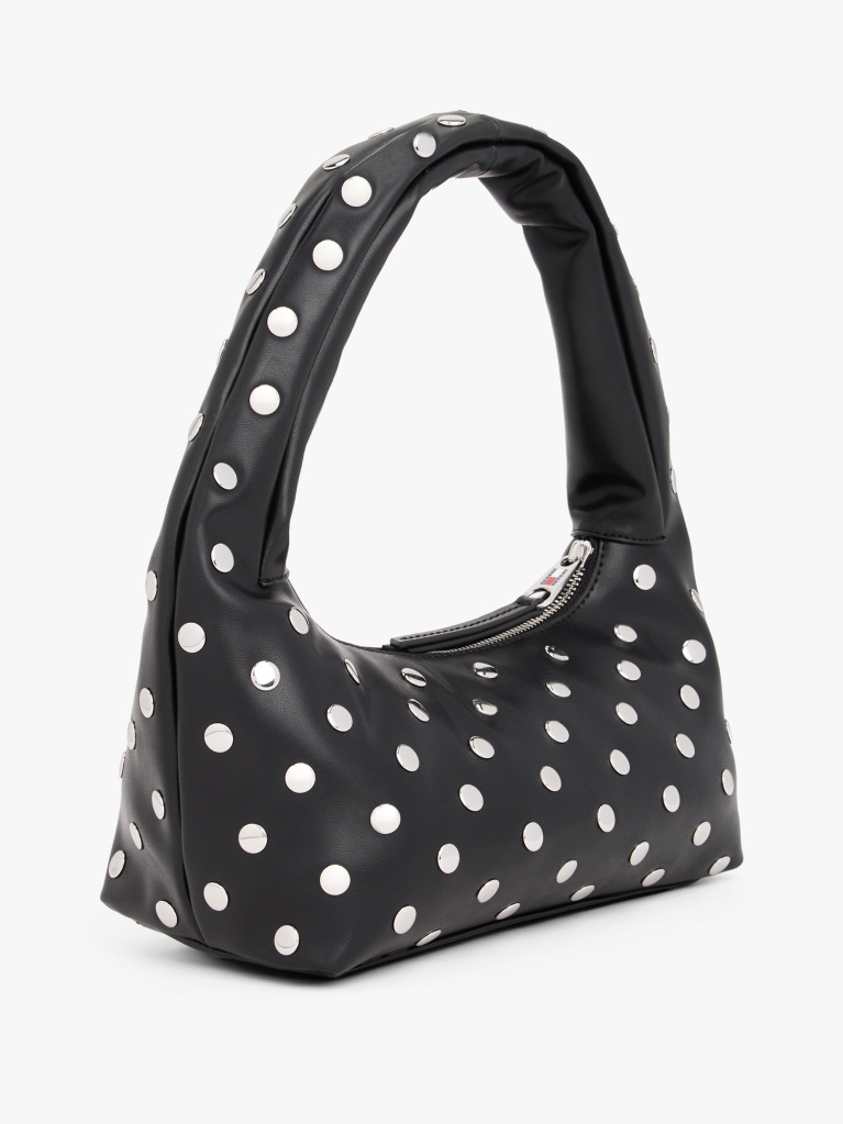 Black Metal Stud Shoulder Bag  Women