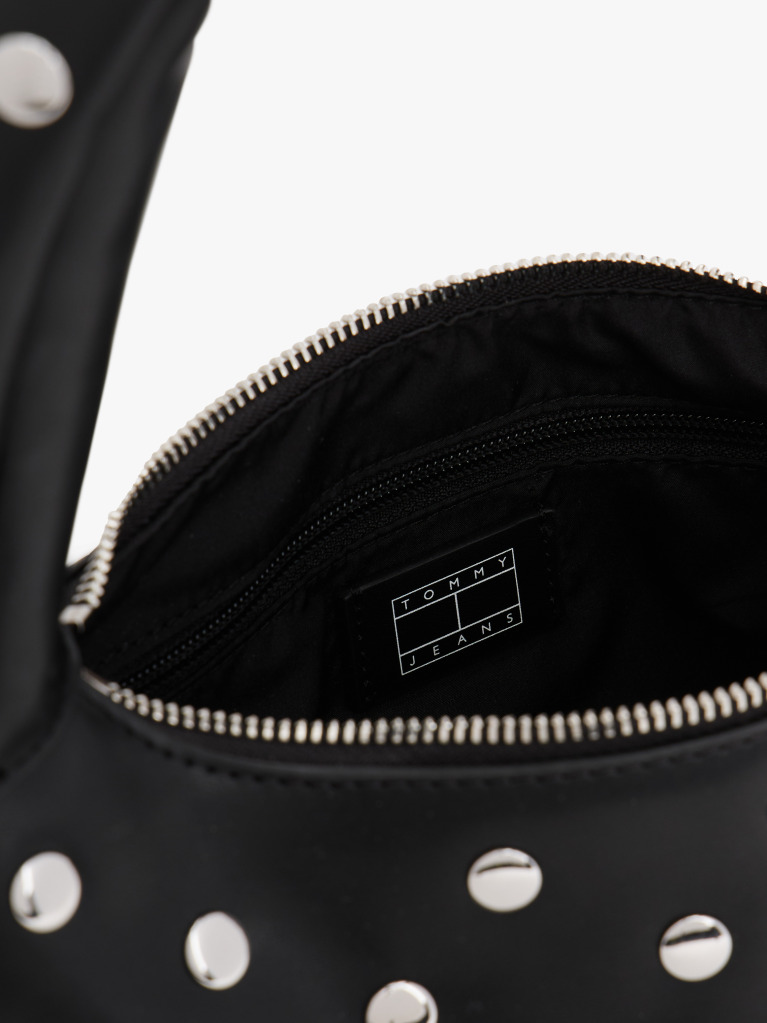 Black Metal Stud Shoulder Bag  Women