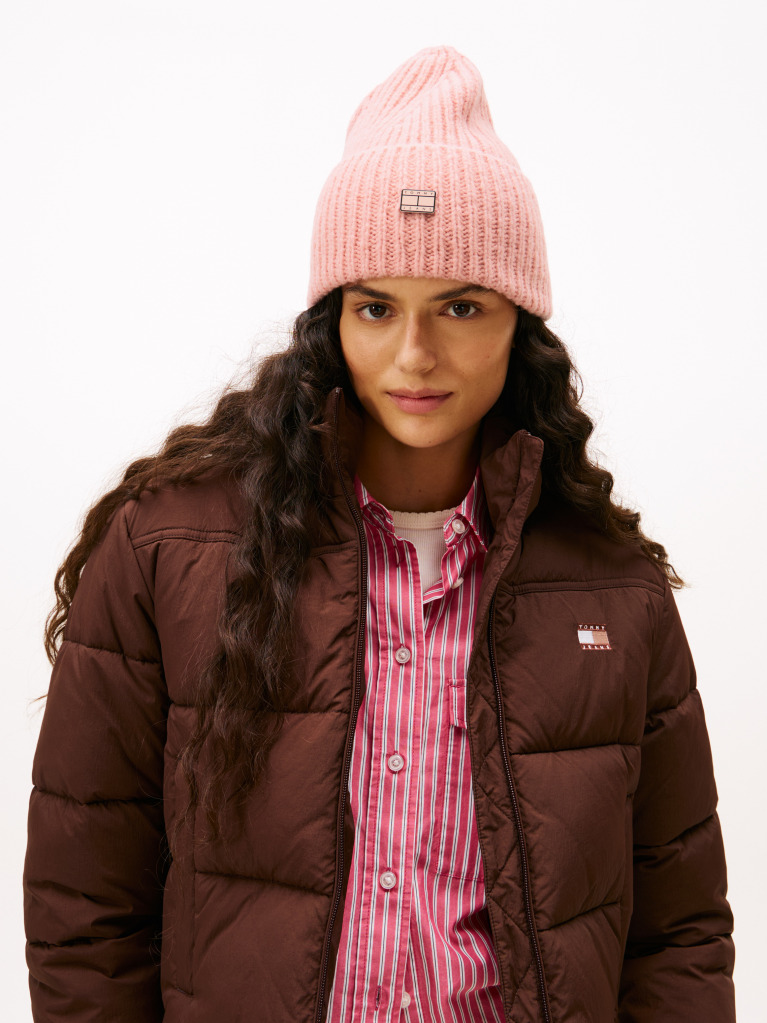 Pink Heritage Wool Blend Logo Plaque Beanie  Women