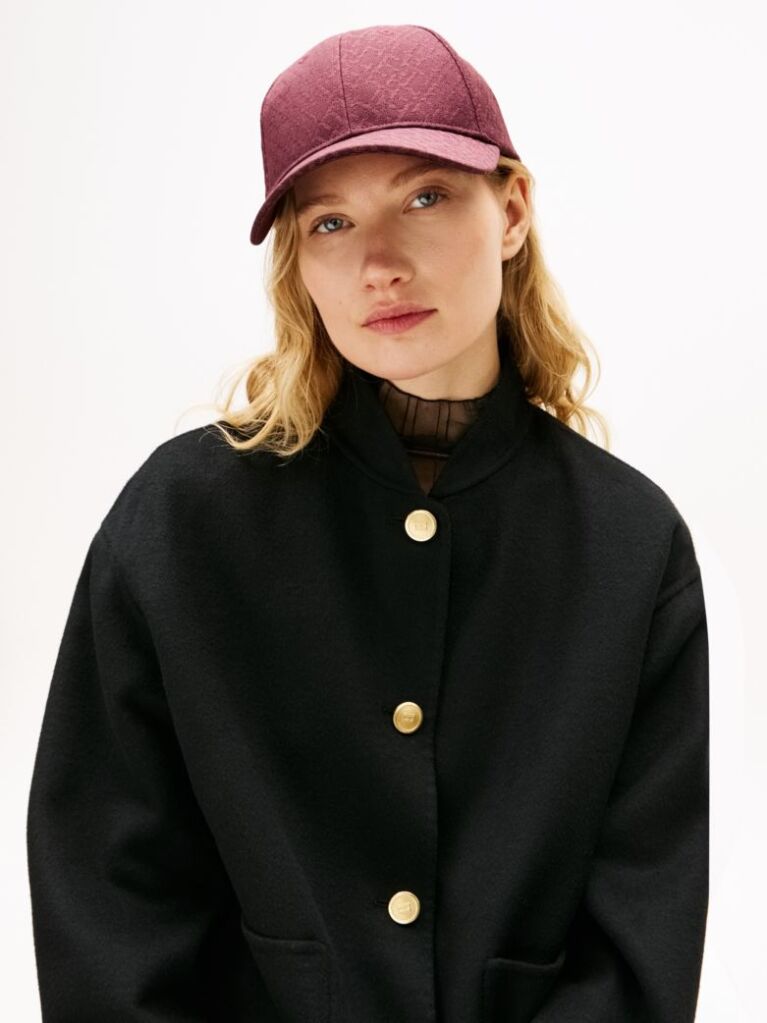 Red TH Monogram Jacquard Baseball Cap  Women