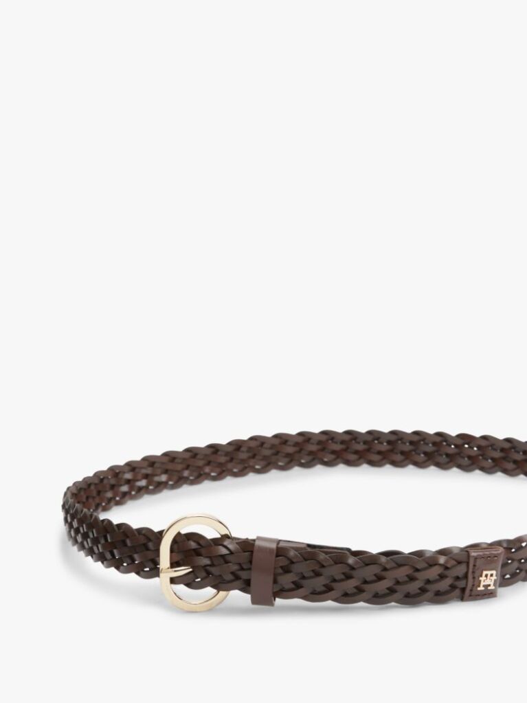 Brown Chic Oval Buckle Braided Leather Belt  Women