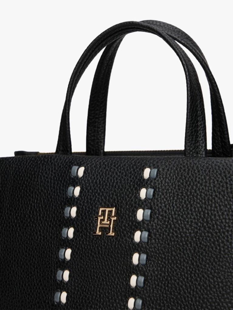 Black Signature Tape Satchel  Women
