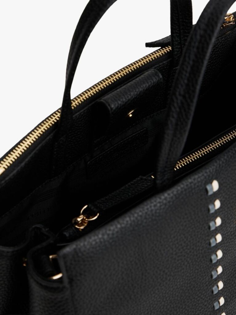 Black Signature Tape Satchel  Women