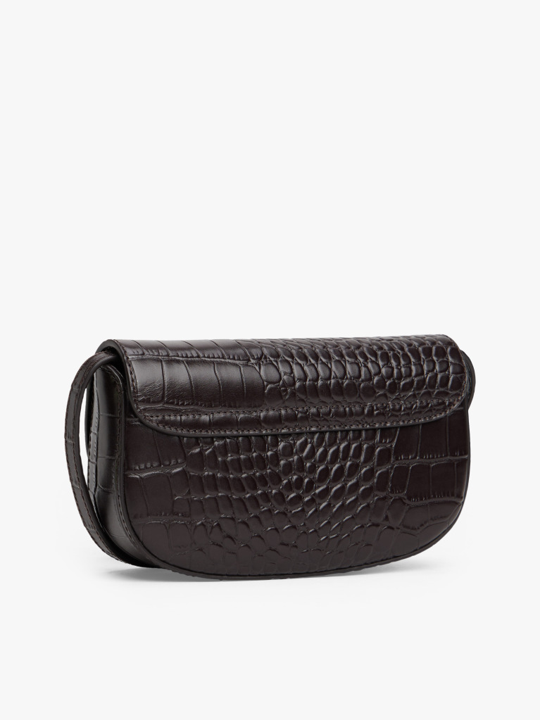 Brown Croco-Print Leather Crossbody Bag  Women