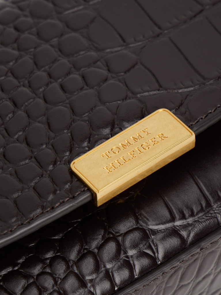 Brown Croco-Print Leather Crossbody Bag  Women