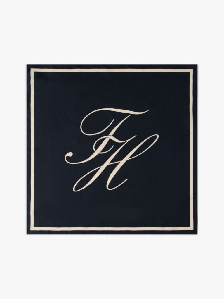 Blue Pure Silk Logo Scarf  Women