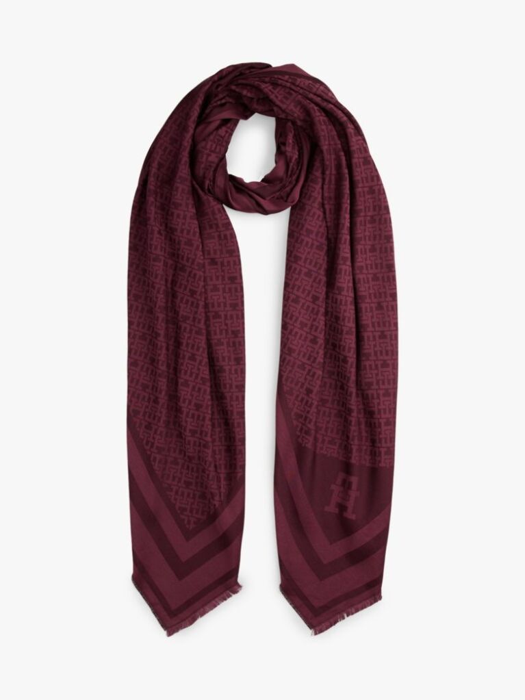 Red TH Monogram Scarf With Wool  Women