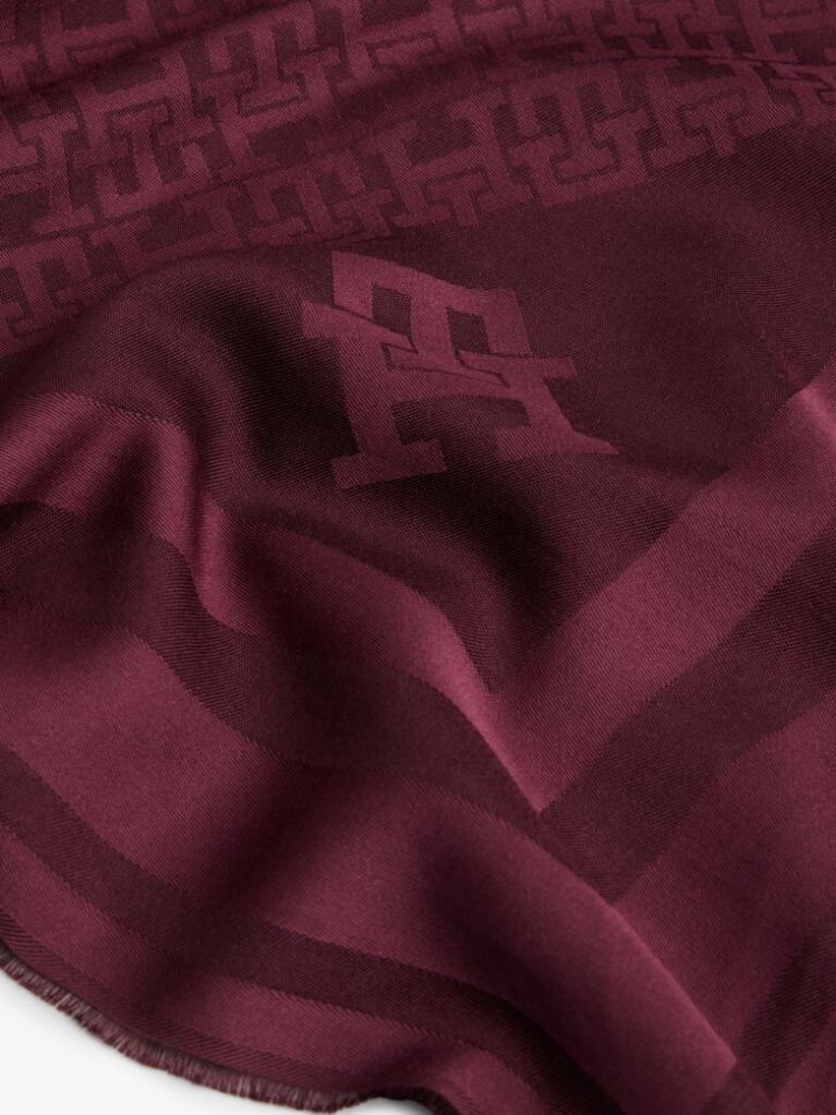 Red TH Monogram Scarf With Wool  Women