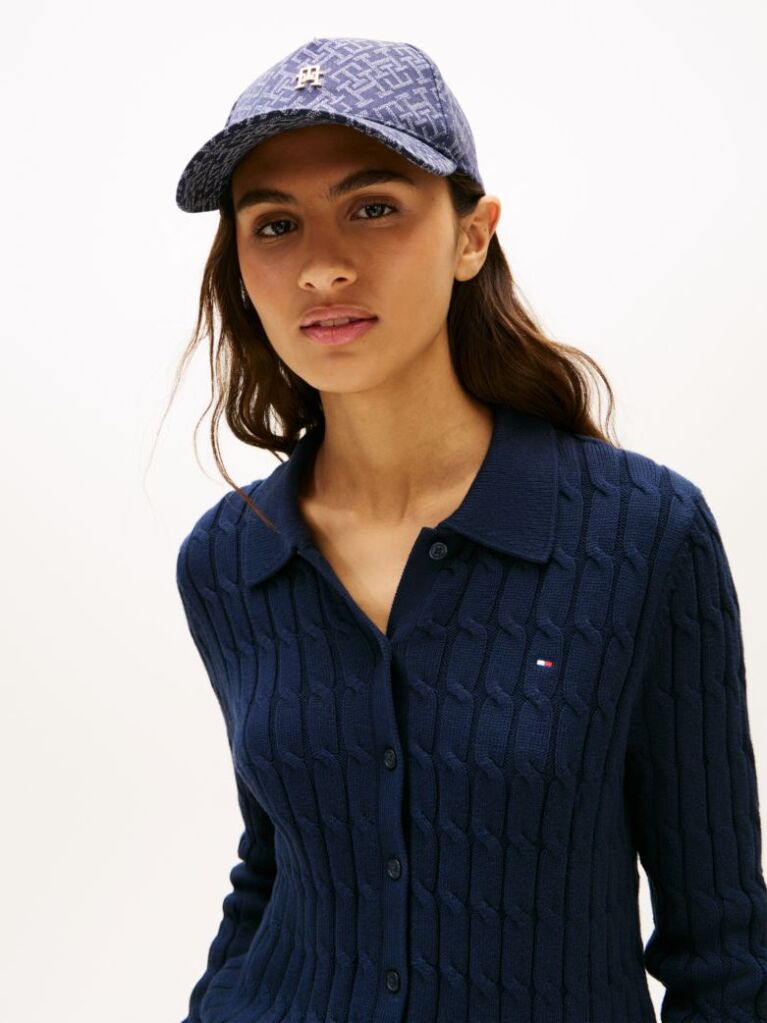 Blue TH Monogram Jacquard Baseball Cap  Women