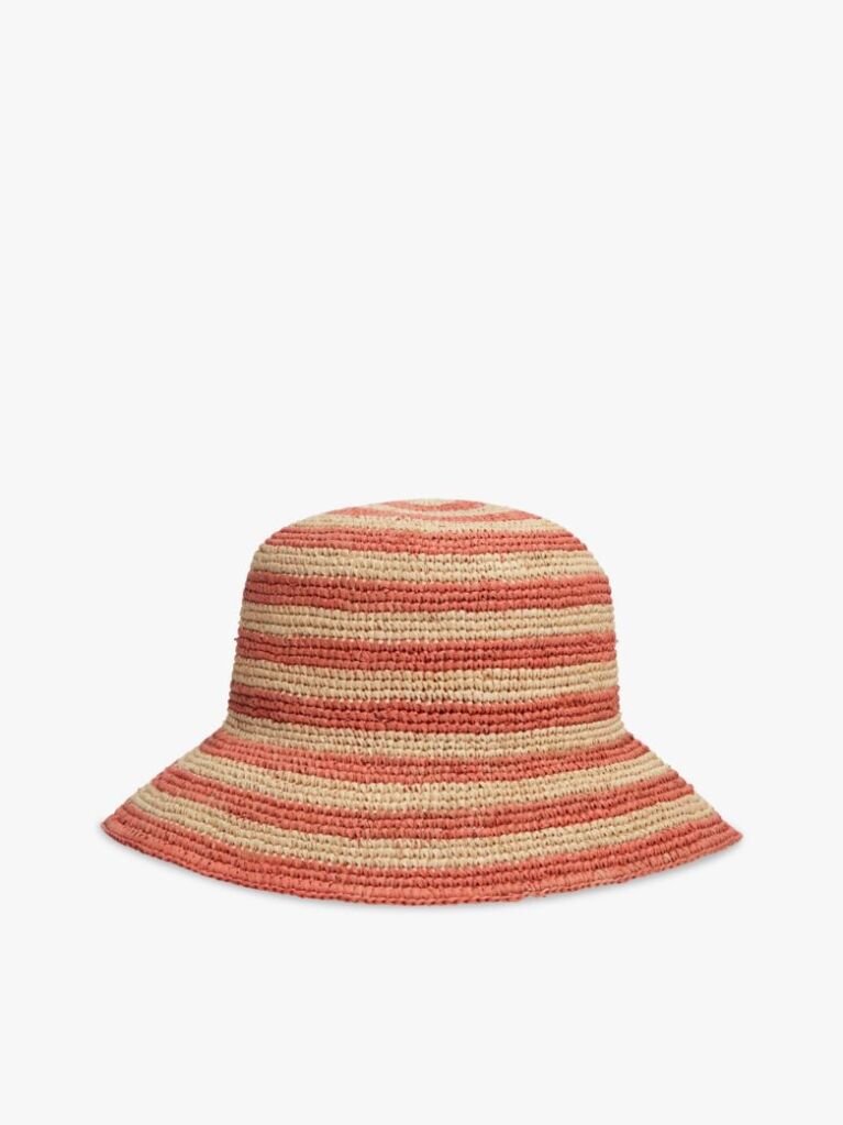 Multi Stripe Raffia Bucket Hat  Women