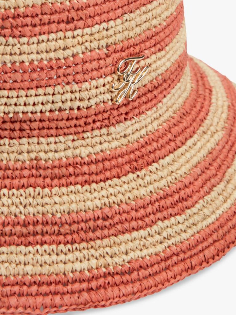 Multi Stripe Raffia Bucket Hat  Women