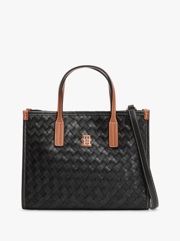 Black City Woven Crossbody Tote Bag  Women