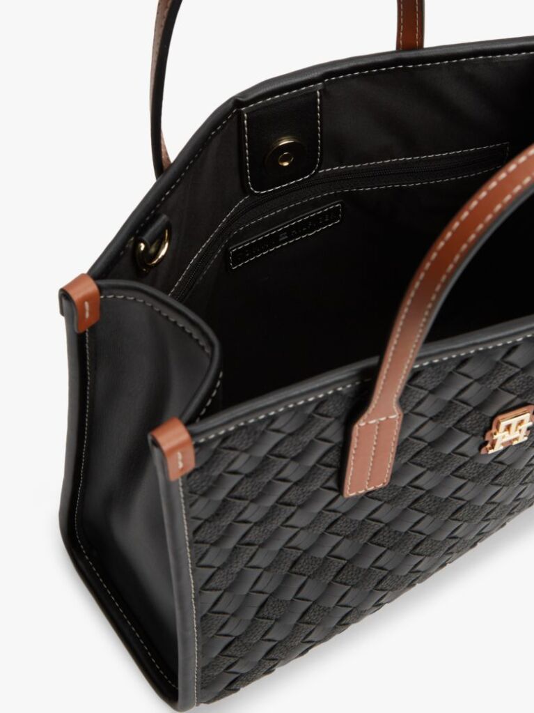 Black City Woven Crossbody Tote Bag  Women