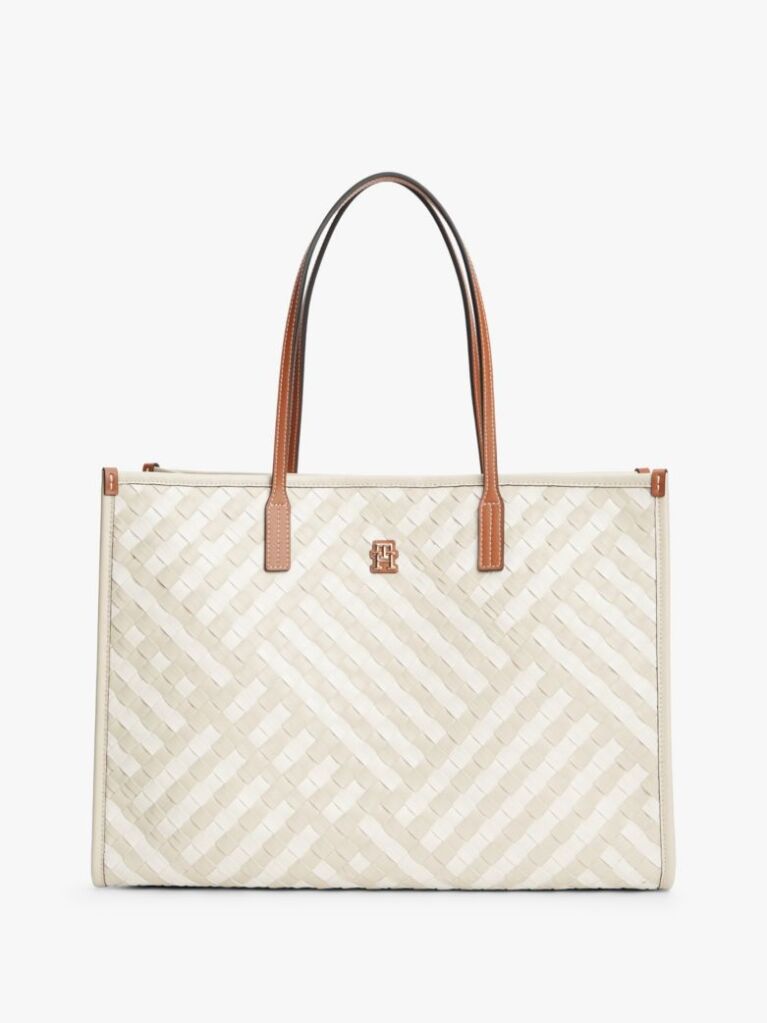 Beige City TH Monogram Woven Tote Bag  Women