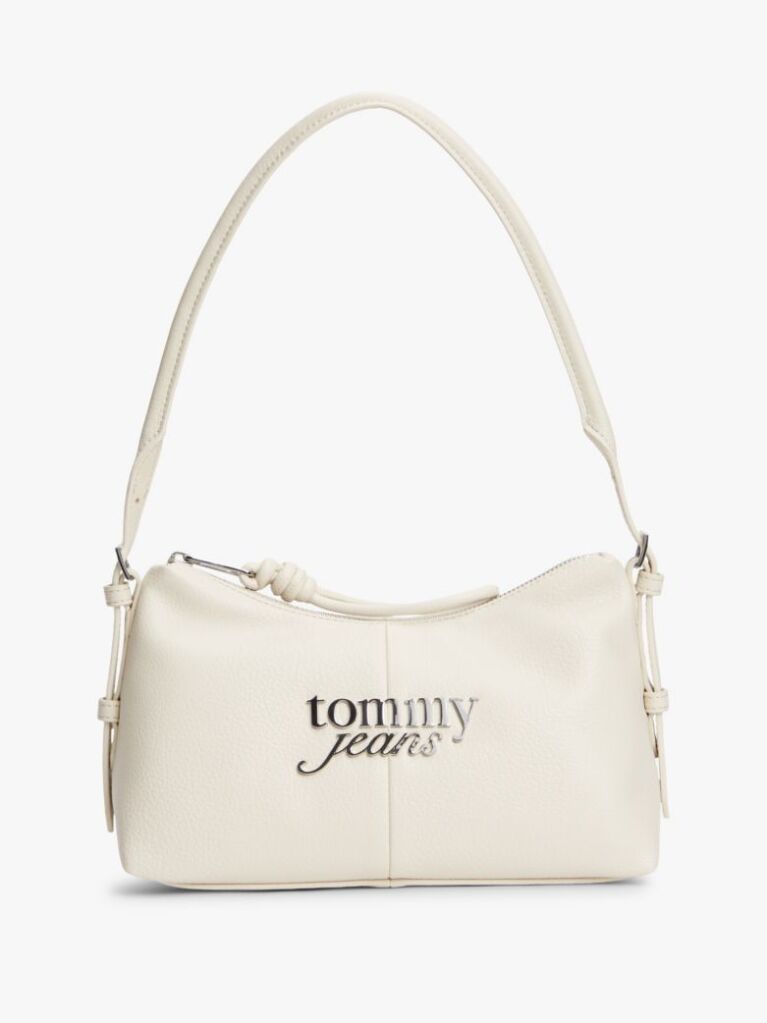 Beige Metal Logo Shoulder Bag  Women