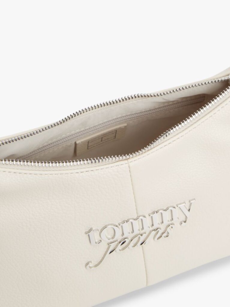 Beige Metal Logo Shoulder Bag  Women