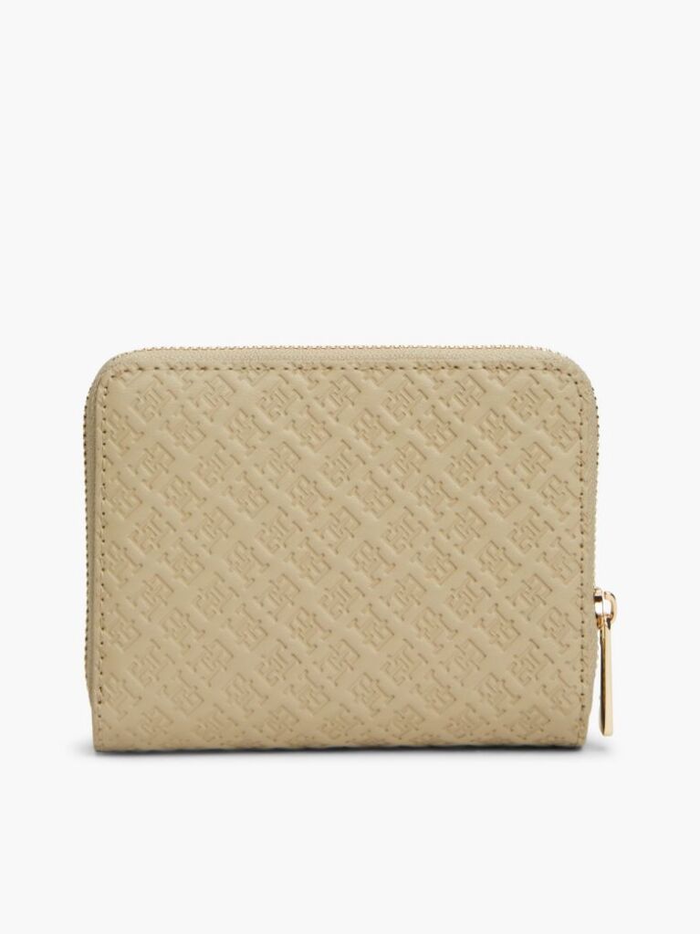 Beige Hilfiger Icon Debossed Zip-Around Flap Wallet  Women