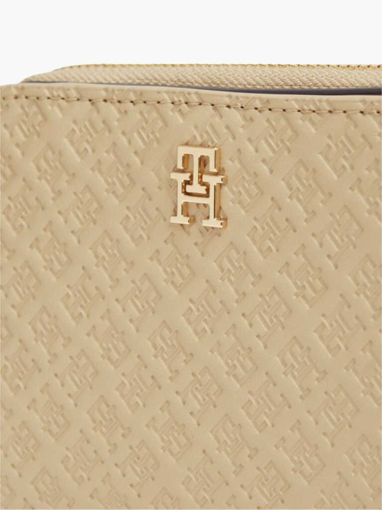 Beige Hilfiger Icon Debossed Zip-Around Flap Wallet  Women