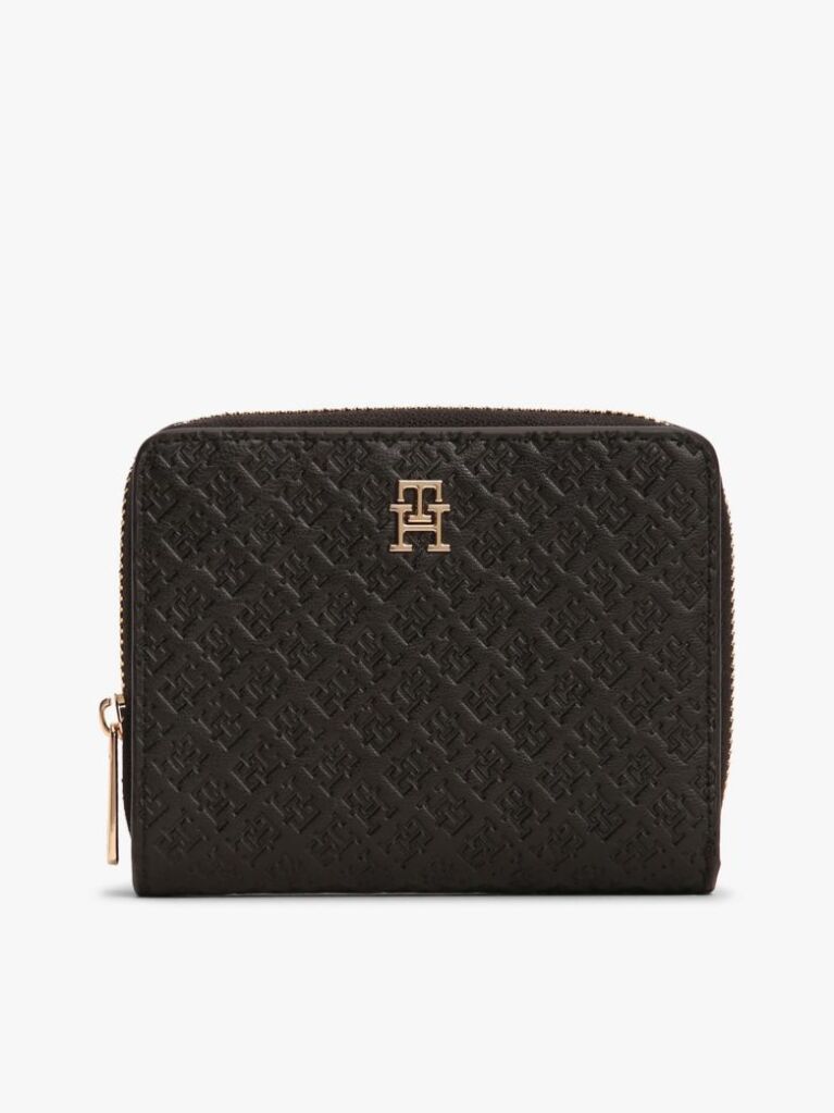 Black Hilfiger Icon Debossed Zip-Around Flap Wallet  Women