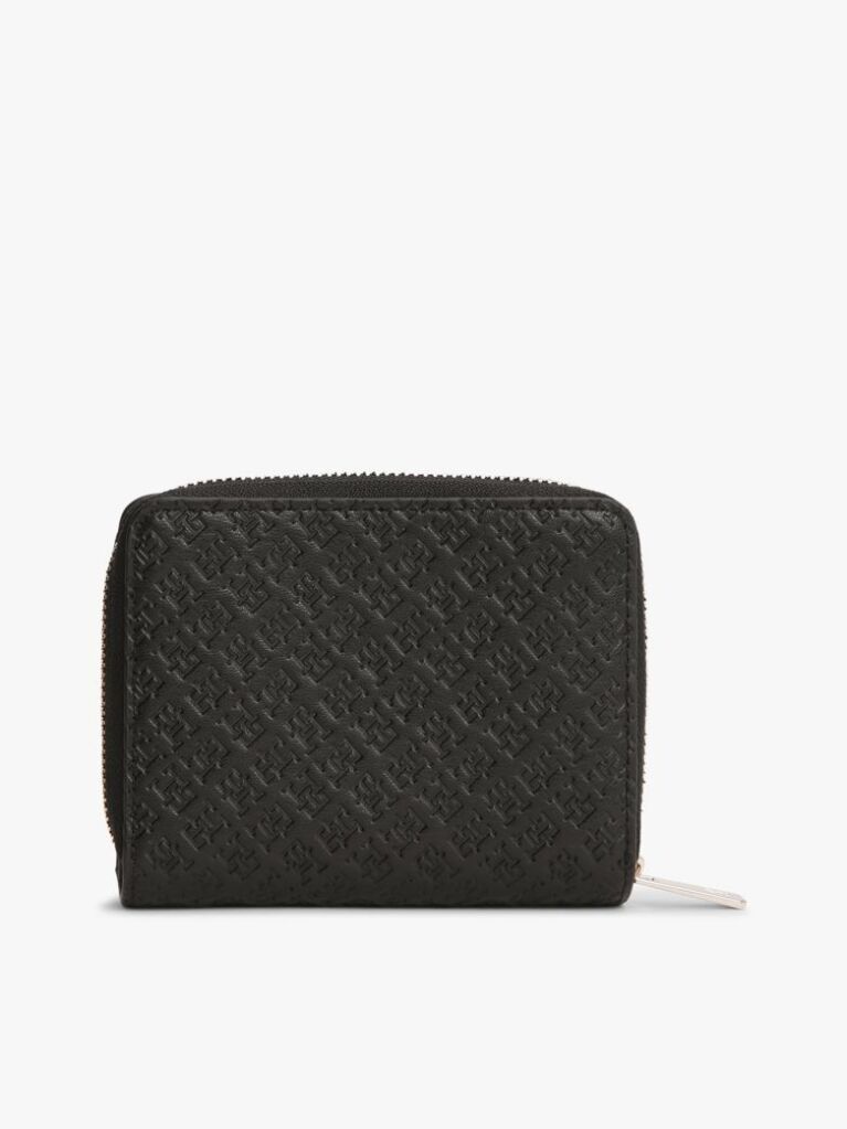Black Hilfiger Icon Debossed Zip-Around Flap Wallet  Women