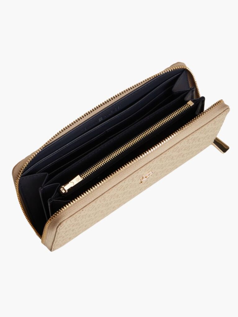 Beige Hilfiger Icon Debossed Zip-Around Wallet  Women