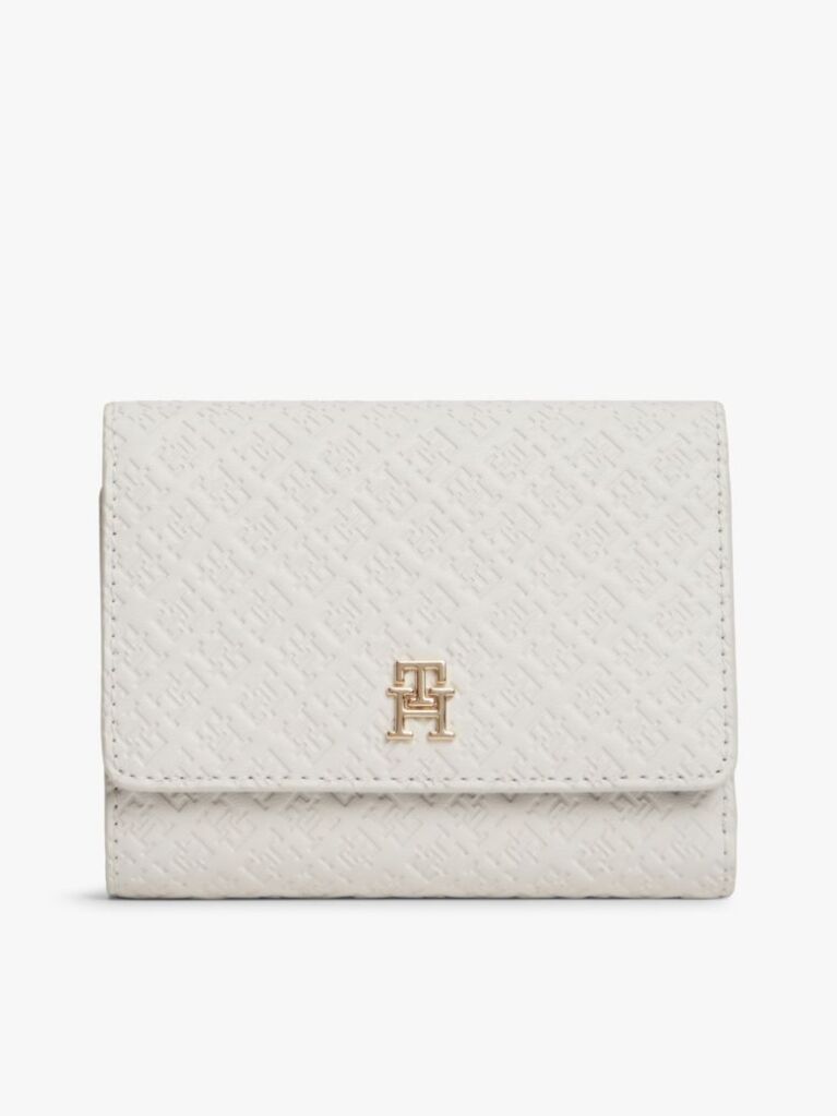 Beige Hilfiger Icon Debossed Trifold Wallet  Women