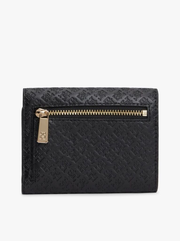 Black Hilfiger Icon Debossed Trifold Wallet  Women