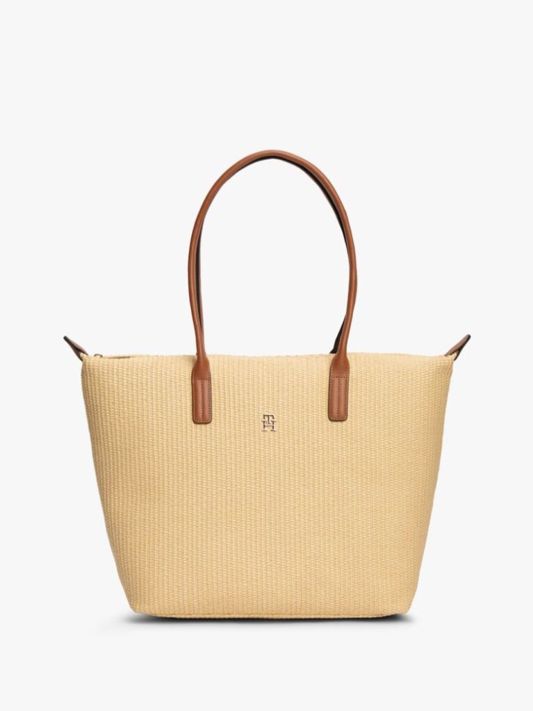 Μπεζ TH Monogram Τσάντα Tote Από Raffia  Γυναίκες