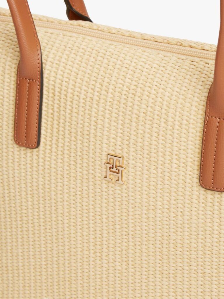 Μπεζ TH Monogram Τσάντα Tote Από Raffia  Γυναίκες
