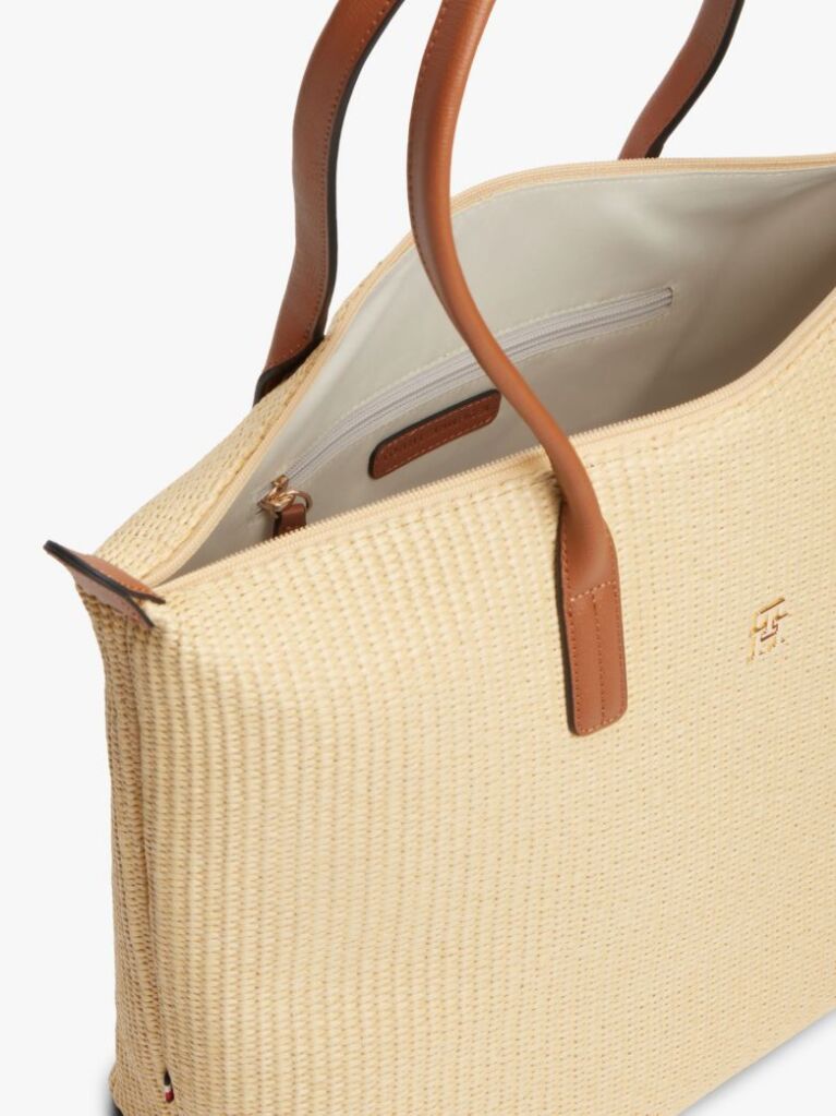 Μπεζ TH Monogram Τσάντα Tote Από Raffia  Γυναίκες