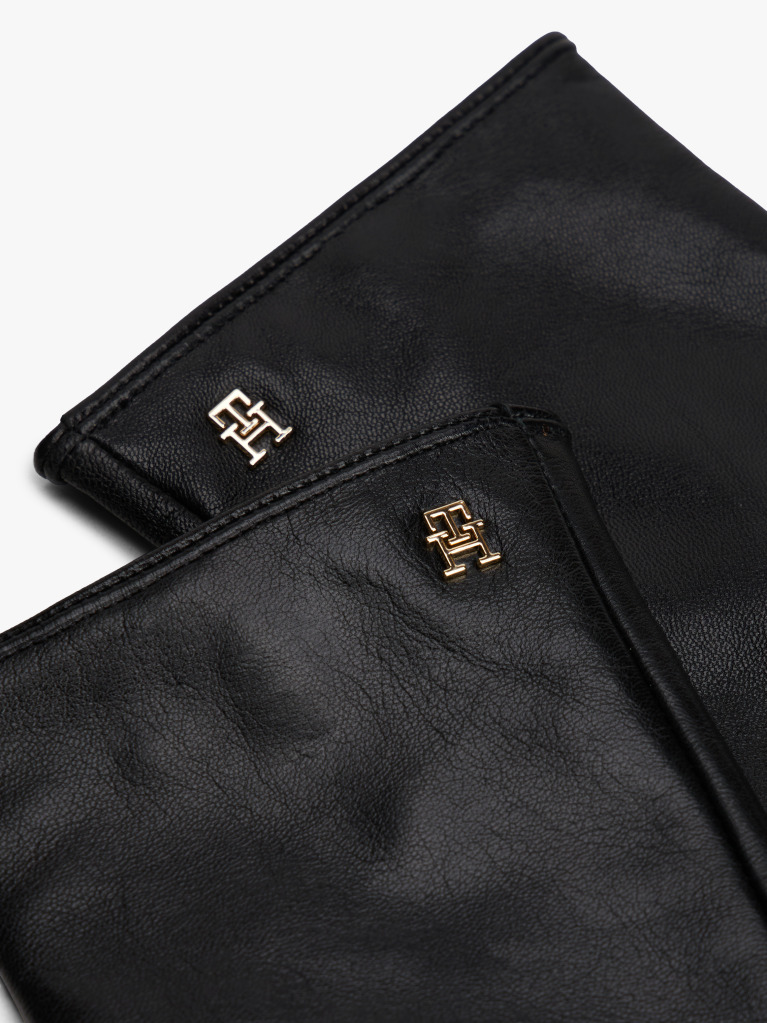 Μαύρο Chic TH Monogram Δερμάτινα Γάντια  Γυναίκες
