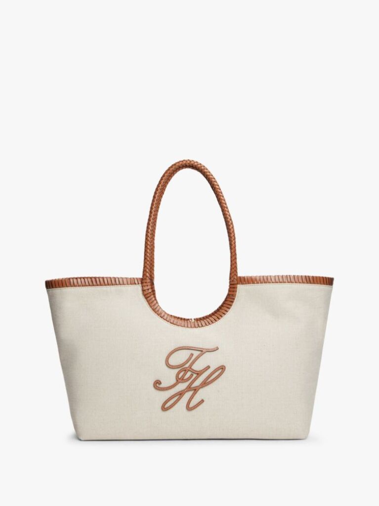 Beige Pure Linen Canvas Tote Bag  Women