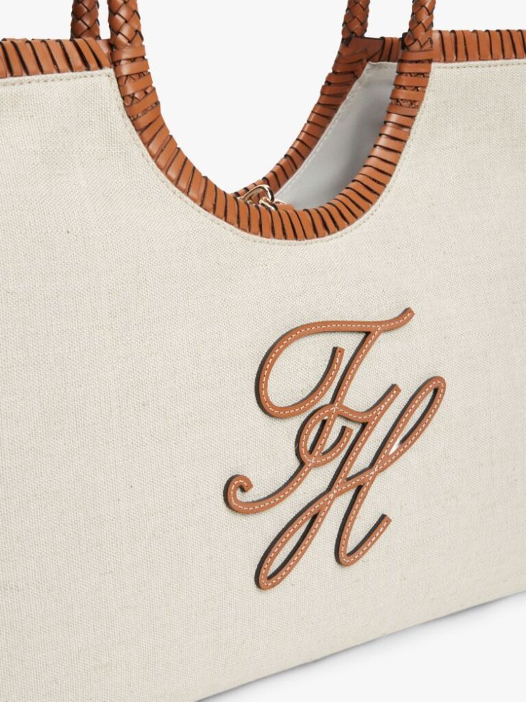 Beige Pure Linen Canvas Tote Bag  Women