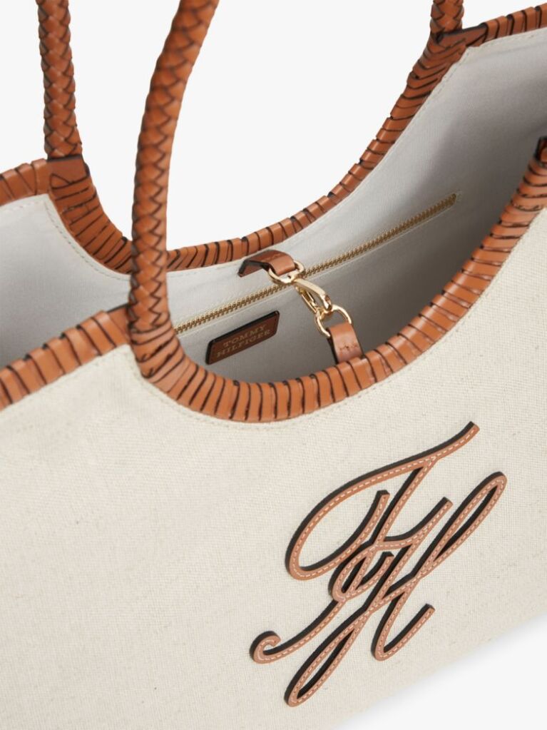 Beige Pure Linen Canvas Tote Bag  Women