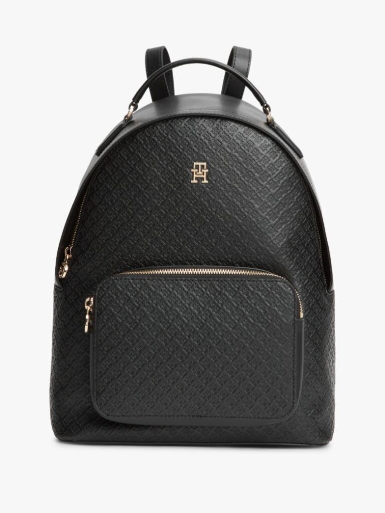 Black TH Monogram Debossed Dome Backpack  Women